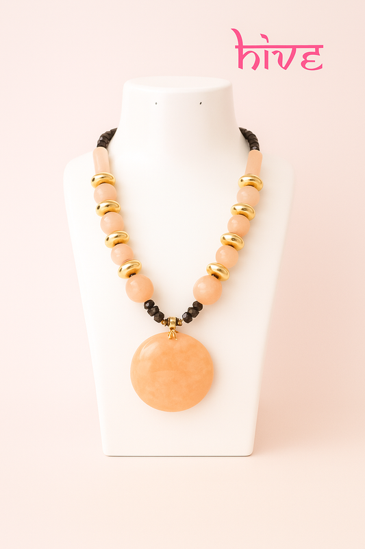 Glow Resin Necklace ( Peach)