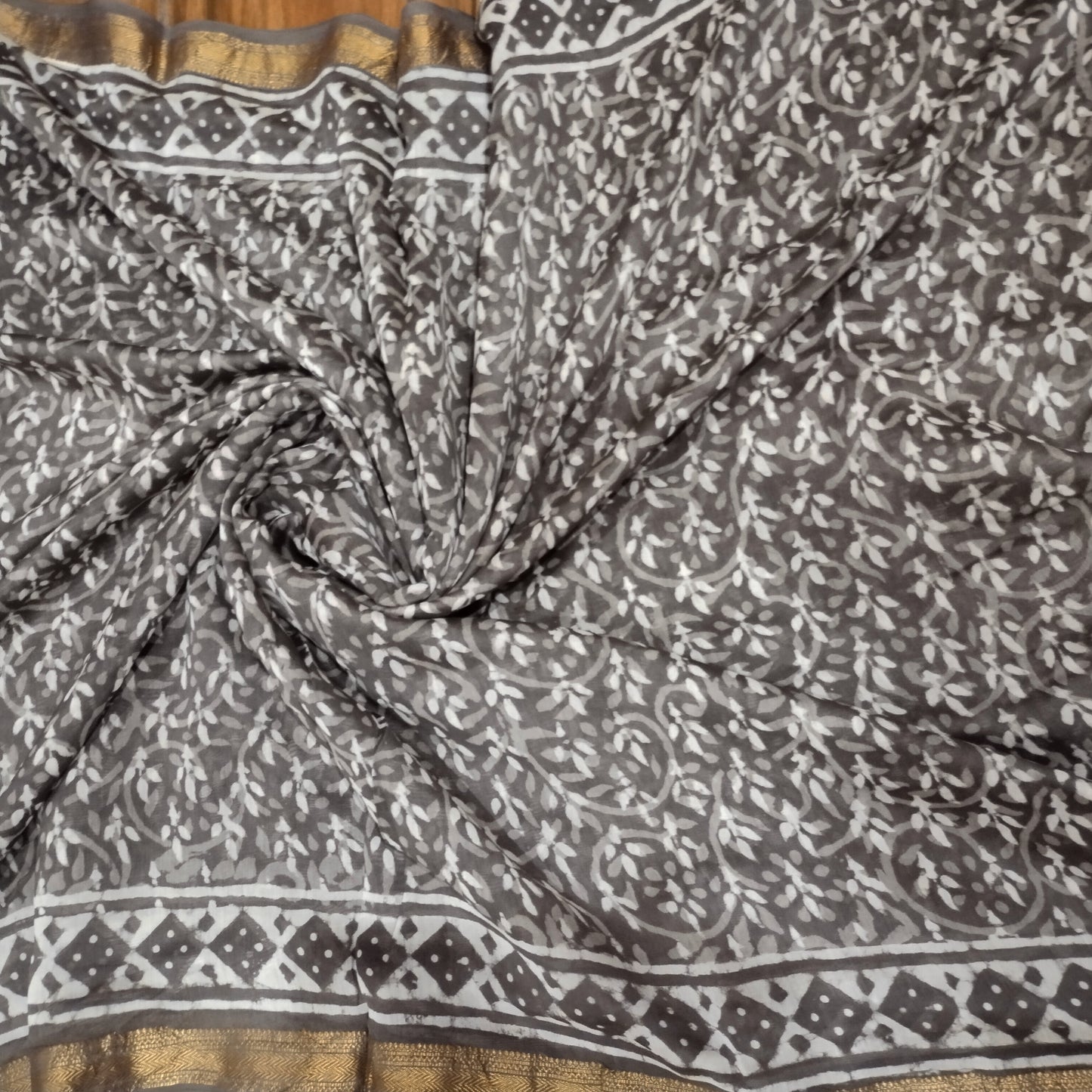 Block Printed Maheswari silk Saree