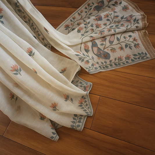 Muga cotton saree