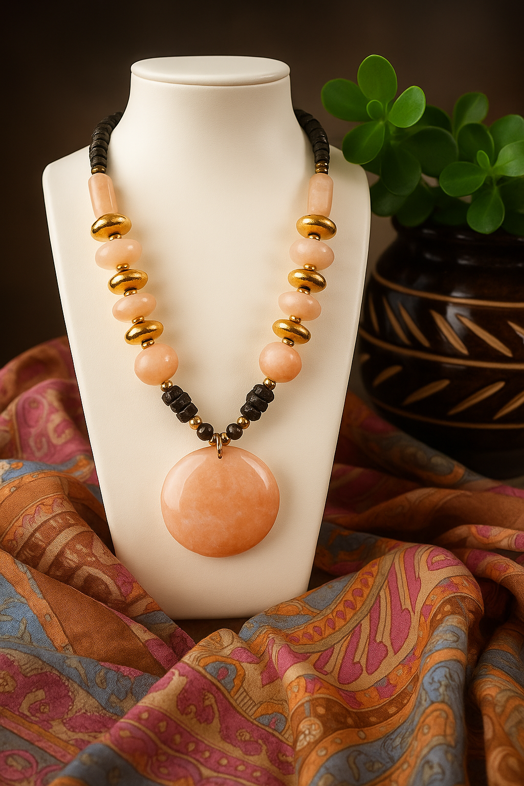 Glow Resin Necklace ( Peach)