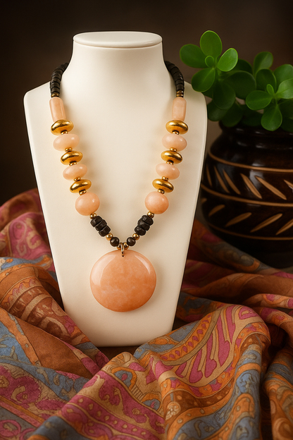 Glow Resin Necklace ( Peach)
