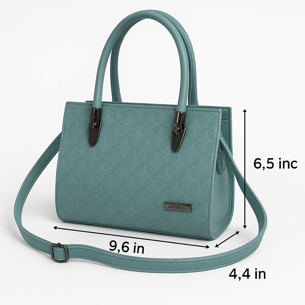Aqua Charm Faux Leather Handbag