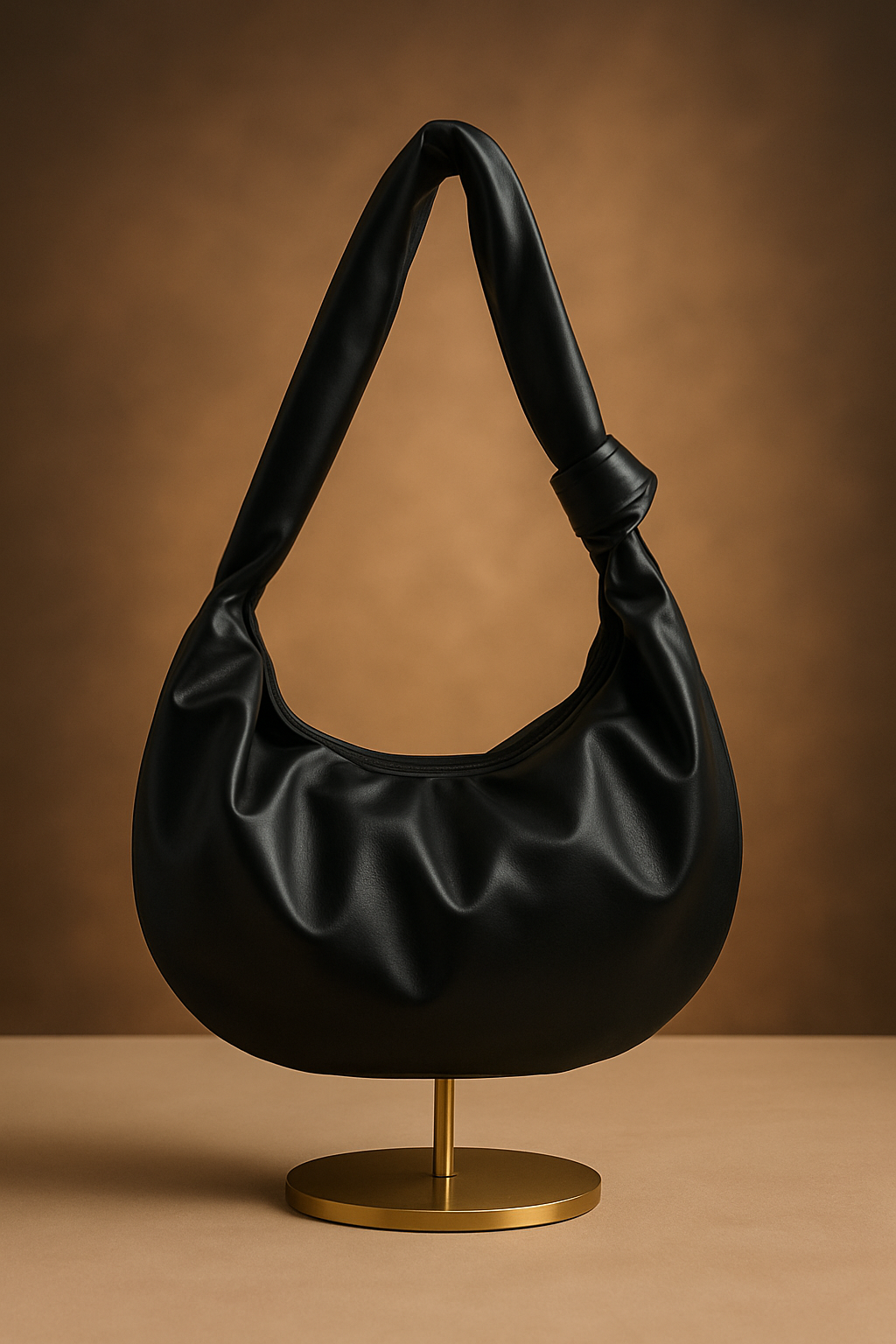 Noir Knot Faux Leather Bag