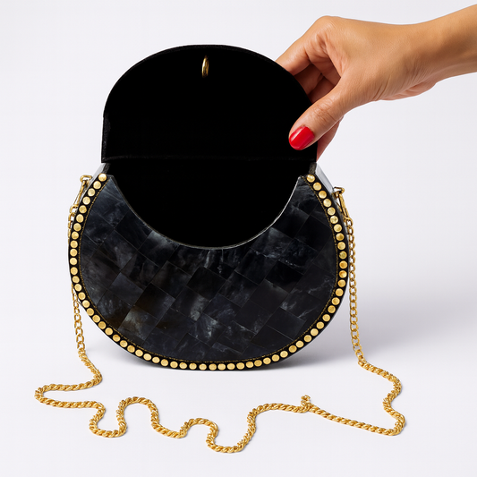 Midnight Pearl Resin Purse