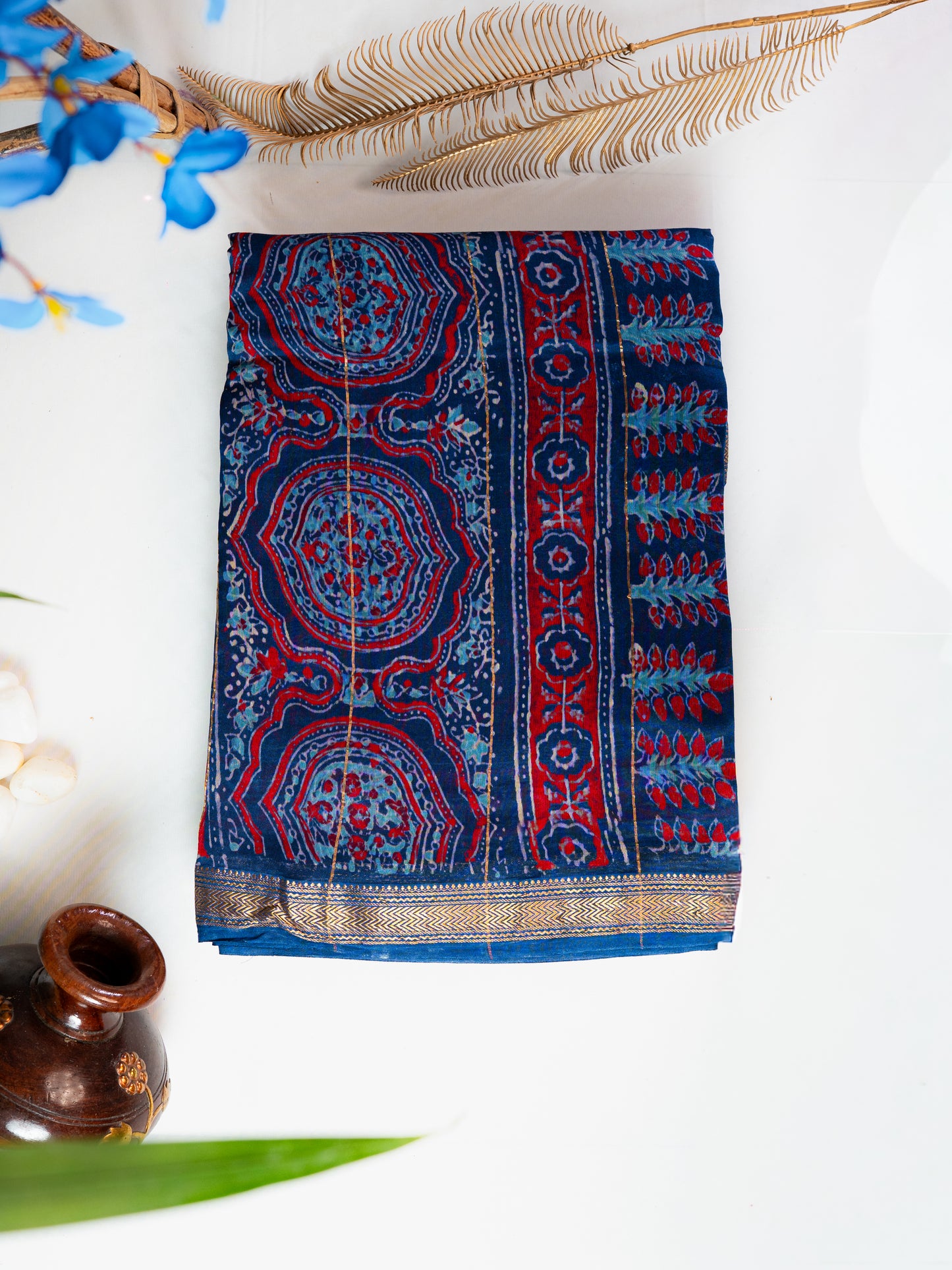 Block Printed maheswari silk Saree