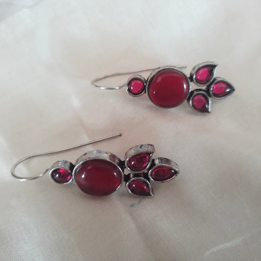 Ruby Leaf Drop Earrings