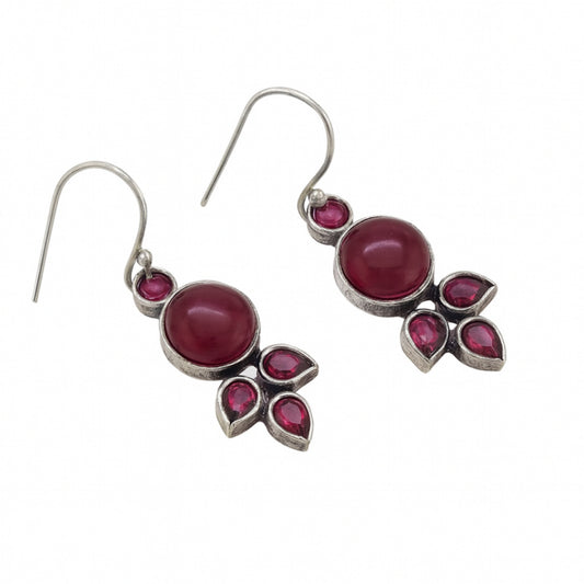Ruby Leaf Drop Earrings