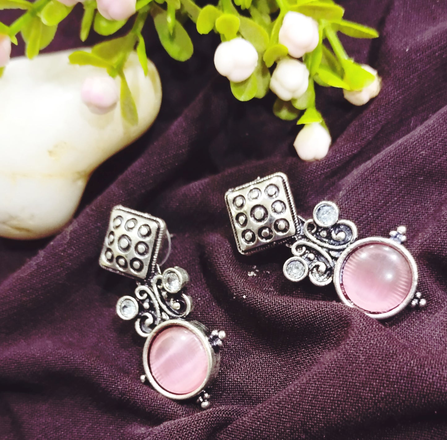 Pink Aura Studs
