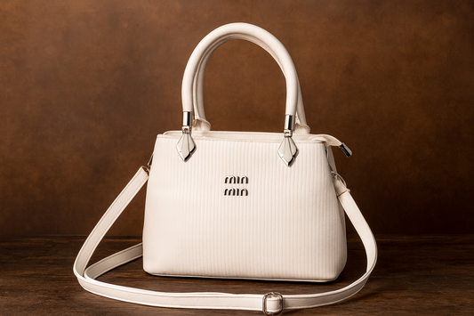 Classic White Faux Leather Handbag