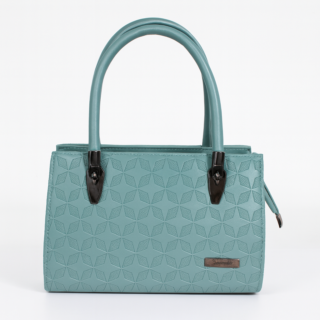 Aqua Charm Faux Leather Handbag