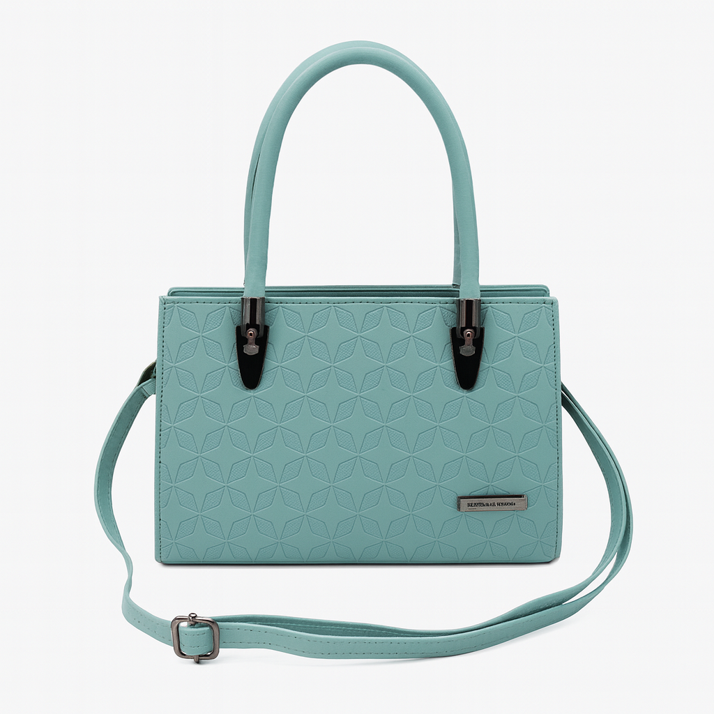 Aqua Charm Faux Leather Handbag