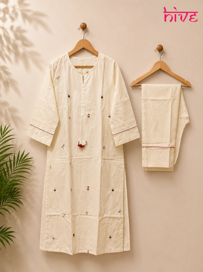 Summer Bloom Embroidered Suit Set